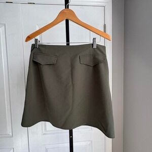 Green Khaki mini‎ skirt with pockets